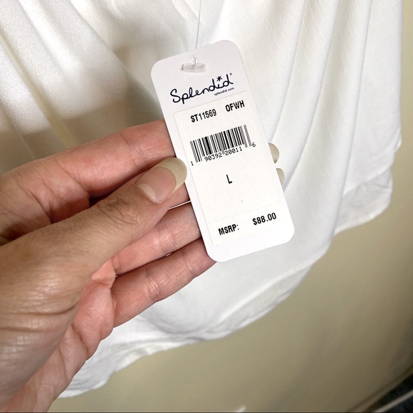 NWT SPLENDID Slub Crosshatch Off the Shoulder Top - Picture 2 of 8